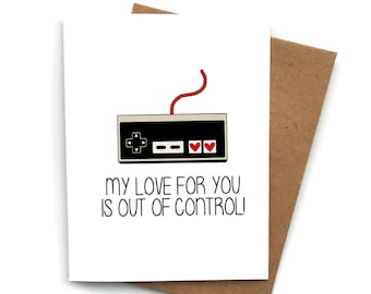 Love Card Video Game, Valentines Day Card For Him, Card For Boyfriend, Card For Girlfriend, Anniversary Card, My Love For You Out of Control