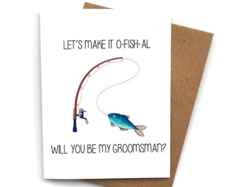 Funny Groomsman Proposal Card FISH, Bridesmaid Maid of Honor, Will You Be My Best Man, Groomsmen MOH Box, Maid of Honor Proposal, Fish Pun