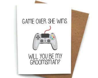 Gamer Groomsman Proposal Card: Funny Video Game Wedding