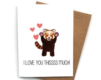 Cute Love Card RED PANDA Pun, Valentines Day Card, Card For Boyfriend, Card For Girlfriend, Anniversary Card, Valentine's Day Gift, Panda