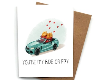 Funny Love Card RIDE OR FRY Pun, Valentines Day Card, Card For Boyfriend, Card For Girlfriend, Anniversary Card, Valentines Day Gift For Him