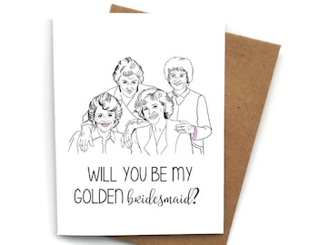 Cartão de Proposta para Madrinha de Casamento Golden Girls: Festa de Casamento Engraçada