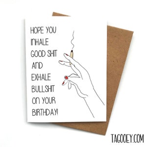 Geburtstagskarte, lustiges Wortspiel WEED INHALE, Geburtstagskarte für Ihn, Geburtstagskarte für Sie, Blunt Card, Marihuana-Karte, Geburtstagsgeschenk für Freund