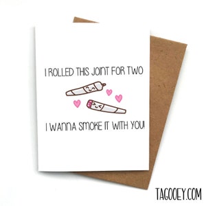 Süße Weed Liebe Karte ROLL JOINT, Weed Valentinstag Karte, Karte für Freund, Karte Freundin, Jahrestag Karte, Valentinstag Geschenk für Ihn