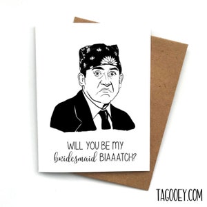 Proposal Card Funny Cute BIAATCH , Bridesmaid Maid of Honor, Will You Be My Bridesmaid, Wedding Card Proposal, Groomsman, Prison Mike Card
