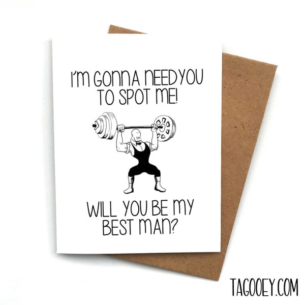 Funny GYM SPOT ME Groomsman Proposal Card, Best Man Gift, Will You Be My Best Man, Groomsmen Gift, Maid of Honor Proposal, Weightlifter Card