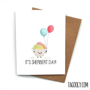 Niedliche Geburtstagskarte SHERBERT DAY, Geburtstagskarte für Ihn, Geburtstagskarte für Sie, Essen Karte, süße Kawaii Karte, Geburtstagsgeschenk, Freund Geburtstag
