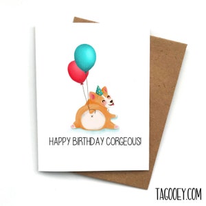 Carte d'anniversaire drôle de jeu de mots CORGI, voeux d'anniversaire pour lui, carte d'anniversaire pour elle, carte de maman de chien, carte de chien, cadeau d'anniversaire, cadeau d'anniversaire d'un ami