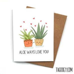 Carte plante ALOE WAYS, carte Saint Valentin, carte petit ami, carte petite amie, carte d'anniversaire, cadeau de la Saint-Valentin, plante maman papa