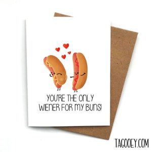 Naughty Love Card Weiner Bun, Valentines Day Card For Boyfriend, Gift For Him, Anniversary Card, Valentines Day Gift For Him, Food Pun