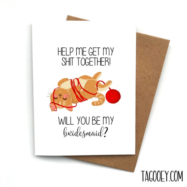 Funny Cat Bridesmaid Proposal Card: Maid of Honor, Groomsman
