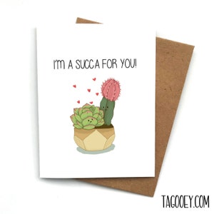 Tarjeta de amor divertida SUCCULENT Pun, Tarjeta del Día de San Valentín, Tarjeta para novio, Tarjeta para novia, Tarjeta de aniversario, Regalo de San Valentín, Planta