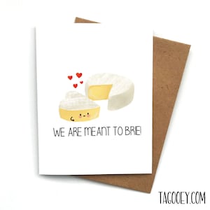 Cute Love Card BRIE Cheese Pun, Valentines Day Card, Card For Boyfriend, Card For Girlfriend, Anniversary Card, Valentine's Day Gift, Food