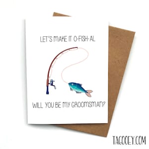 Tarjeta de propuesta divertida para padrinos de boda FISH, dama de honor, ¿Serás mi padrino de boda?, caja para padrinos de boda, propuesta de dama de honor, juego de palabras con peces