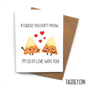 Funny Love Card Queso Chip Pun, Valentines Day Card, Card For Boyfriend, Card For Girlfriend, Anniversary Card, Valentine's Day Gift, Food