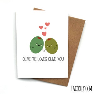 Cartão de amor fofo Olive You Loves Olive Me, cartão de dia dos namorados, cartão para namorado, cartão para namorada, cartão de aniversário, presente de dia dos namorados