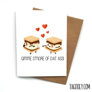 Tarjeta de amor divertida SMORE S'MORE Pun, tarjeta de cumpleaños divertida, tarjeta para novio, tarjeta para novia, tarjeta de aniversario, regalo del día de San Valentín, tarjeta de trasero