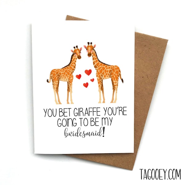 Proposal Card Funny Giraffe Pun, Bridesmaid Maid of Honor, Will You Be My Bridesmaid, Bridesmaid Box, Maid of Honor Proposal, Groomsman, MOH