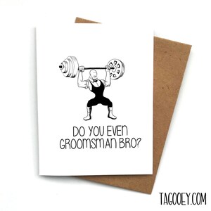 Cartão engraçado da proposta do padrinho do GYM WEIGHTLIFTER, presente do padrinho, você será meu padrinho, presente dos padrinhos, proposta da dama de honra, cartão do irmão