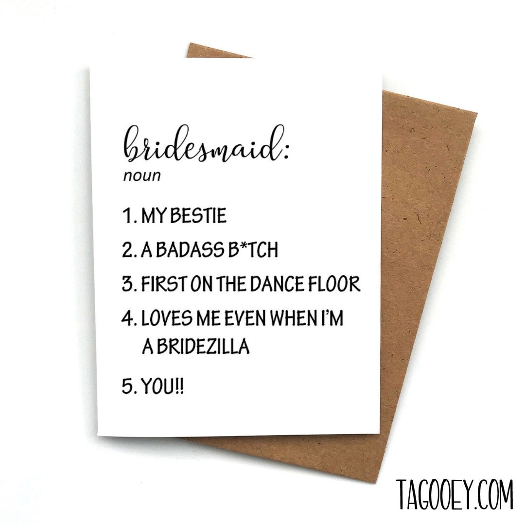 Funny Bridesmaid Proposal Card NOUN DESCRIPTION, Bridesmaid Maid of
