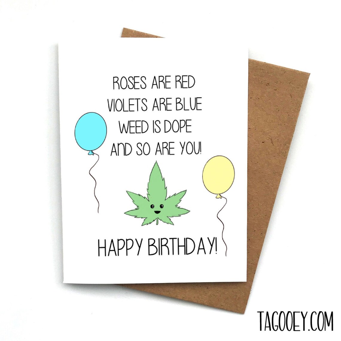 Birthday Card Funny Pun POEM WEED Birthday Greeting for