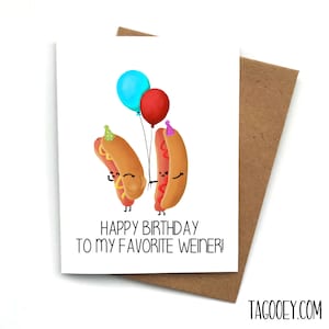 Funny Birthday Card Weiner Hot Dog, Birthday Greeting for Him, Birthday Card for Boyfriend, Hot Dog Card, Funny Gift, Birthday Gift Husband