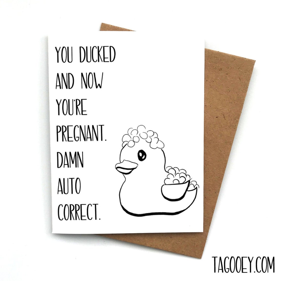 Baby Shower Card Funny DUCKED Baby Pun Card Baby Shower Gift Etsy