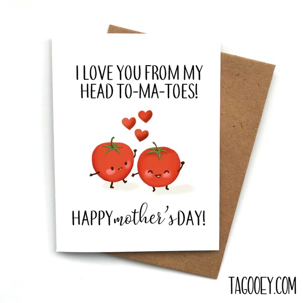 Cute MOTHER'S Day Card TOMATO Pun, Fun Mom Card, Card Mother, Card For Friend, Card for Wife, MOTHER'S Day Gift, Mom Card, Mothers Day, Food