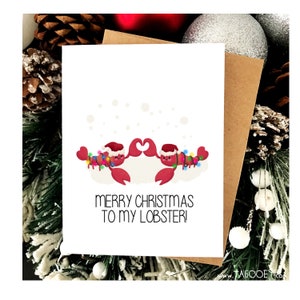 Leuke MY LOBSTER-kerstkaart, kawaii-kerstkaart, grappige kerstkaart, grappige kerstkaart, My Lobster-kaart, kerstkaart voor vriend
