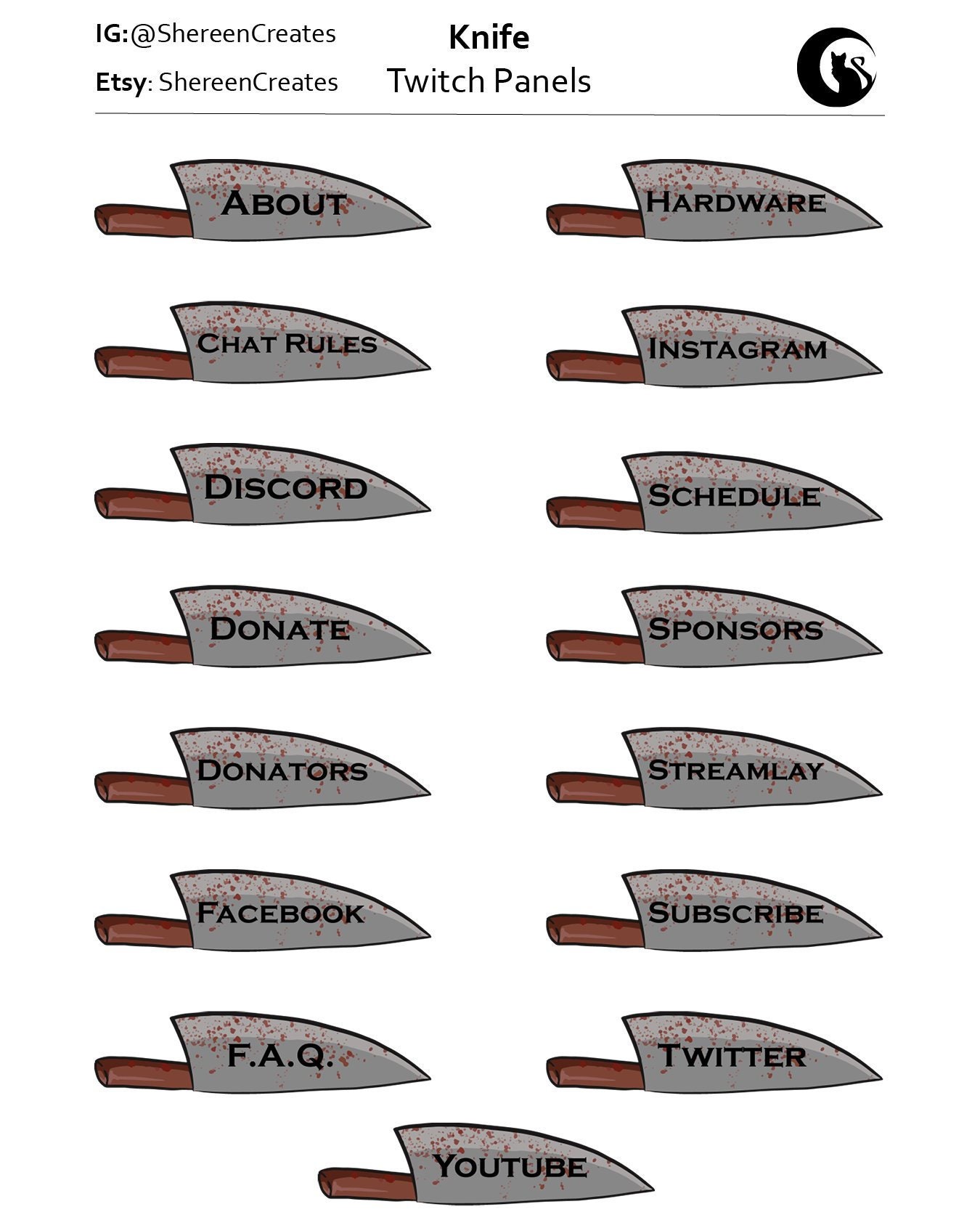 17 Knife Twitch Panels Dead By Daylight Themed Etsy Uk