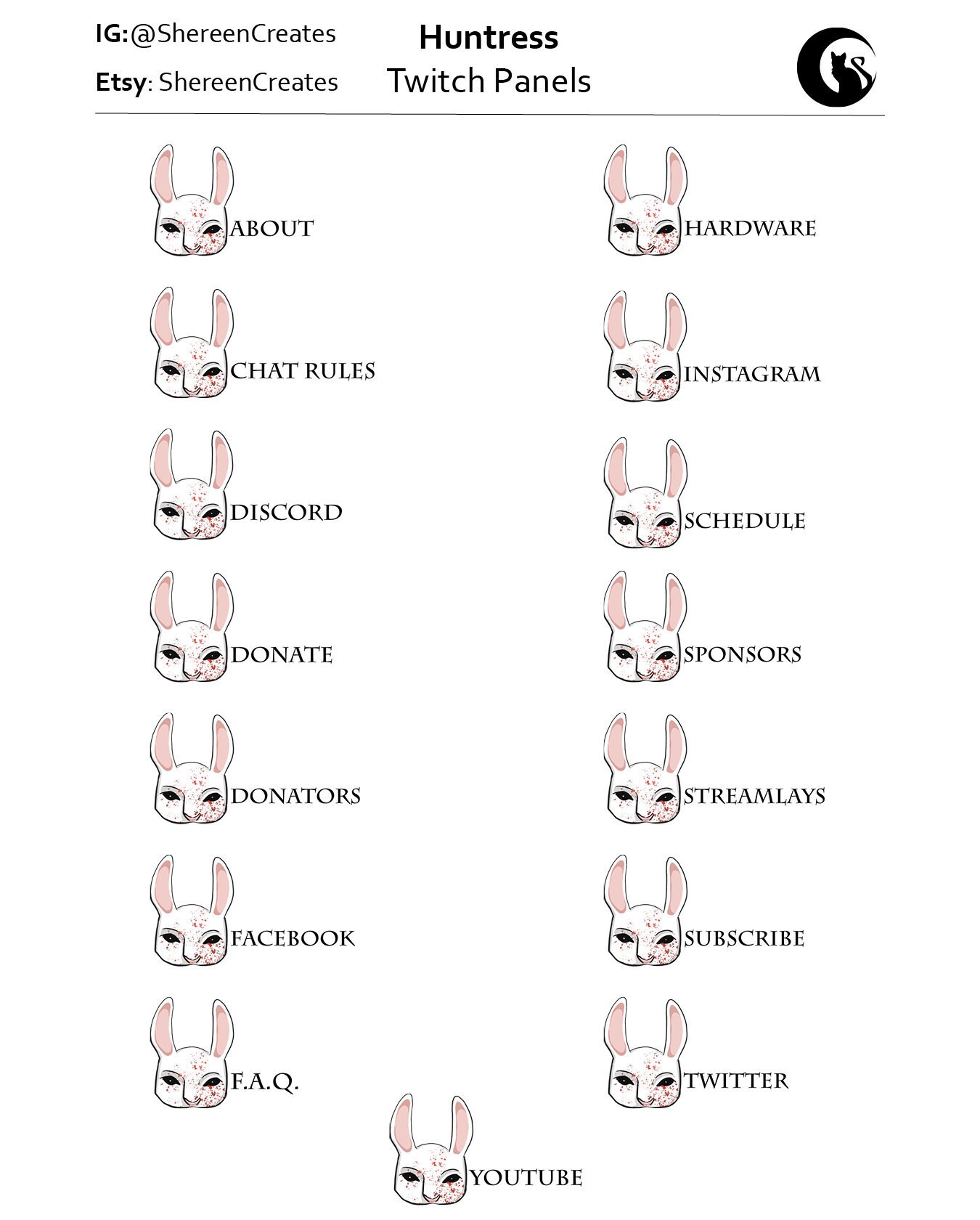 17 Huntress Twitch Panels Dead By Daylight Themed Etsy