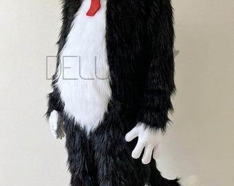 Kostüm inspiriert von „Der Kater mit Hut“, Ganzkörperanzug, Kostüm für Darsteller, Halloween-Cosplay