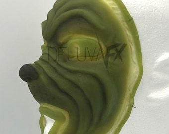 Grinch inspirierte Gesichtsprothetik - Gekapselte Silikon FX Vorrichtung für Weihnachts-Cosplay, Theater, Film, TV, Urlaub oder Charakter Make-up