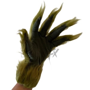 Grinch Inspired Green Faux Fur Gloves – Costume Handwear for Christmas Cosplay, Theater, Holiday Events, Film, and Character Looks
