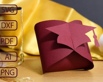 Graduation Cap Favor Box SVG Template, DIY Gift Box (Cut File)