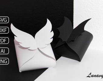 Angel & Devil Wings Favor Boxes, Halloween’s Couple Treat Box SVG Bundle (Cut Files)