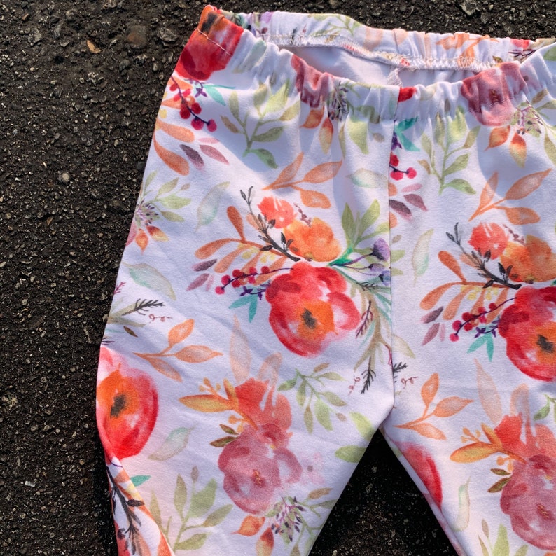 Fall floral joggers toddler leggings forest toddler leggings floral baby leggings kids leggings trendy baby leggings Baby leggings