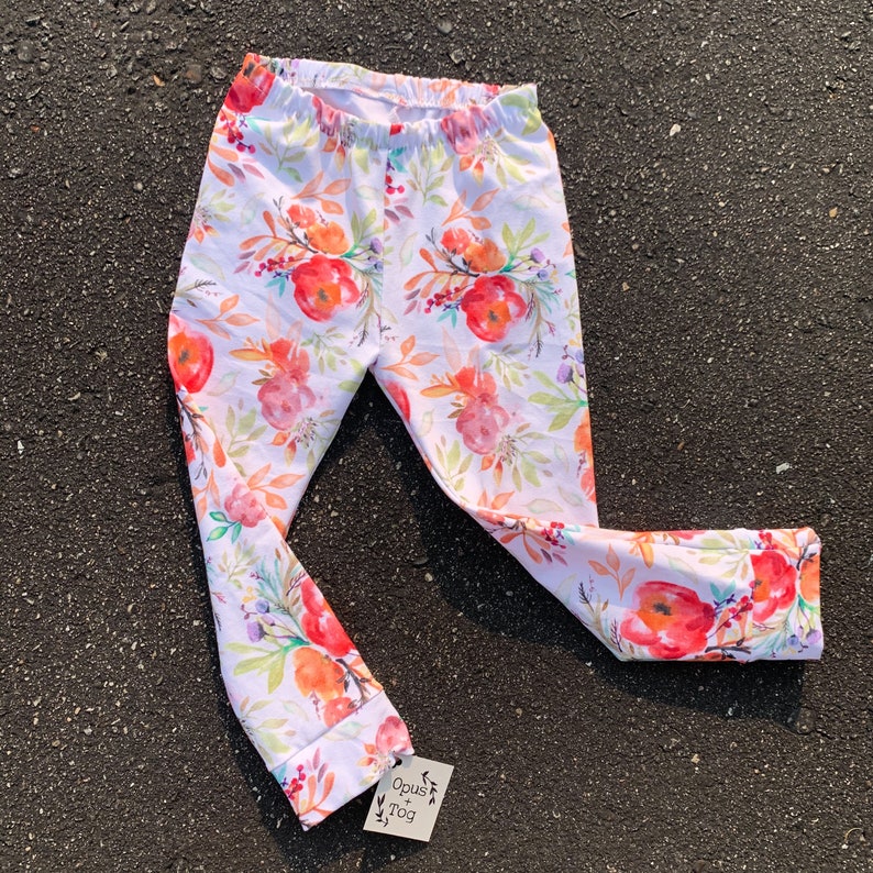 Fall floral joggers toddler leggings forest toddler leggings floral baby leggings kids leggings trendy baby leggings Baby leggings