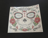 Sugar skull temporary face tattoo, day of the dead, Dia de los Muertos Face Mask Mardi Gras, sugar skull, face mask, face tattoo, face mask