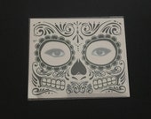 Sugar skull temporary face tattoo, day of the dead, Dia de los Muertos Face Mask Mardi Gras, sugar skull, face mask, face tattoo, face mask