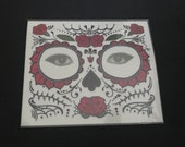 Sugar skull temporary face tattoo, day of the dead, Dia de los Muertos Face Mask Mardi Gras, sugar skull, face mask, face tattoo, face mask
