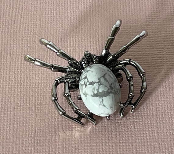 White turquoise spider brooch, tarantula brooch, … - image 3