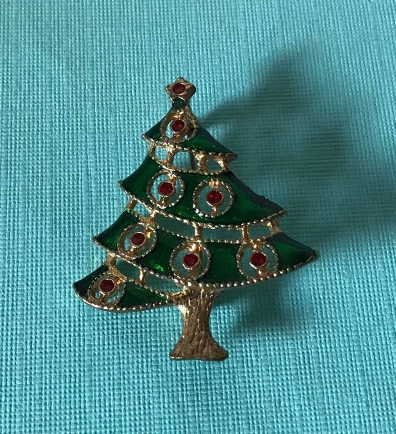 Vintage Christmas tree pin, Christmas tree brooch,
