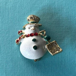Vintage Schneemann Brosche, signierte TC Schneemann Brosche, Frosty der Schneemann, Strass Schneemann Brosche, Weihnachtsbrosche, Weihnachtsschmuck Schneemann