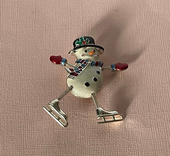 Vintage snowman brooch, signed Danecraft snowman … - image 2