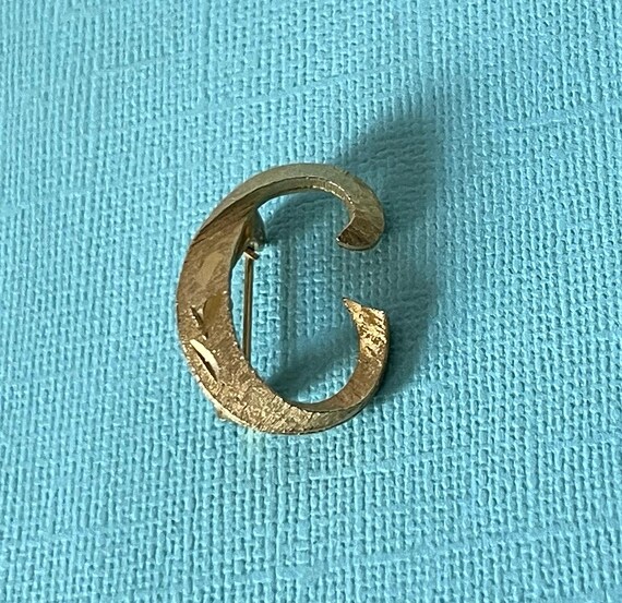 Vintage Letter C brooch, brooch, singed Mamselle C brooch, monogram C brooch, gold Letter c pin letters brooch Letter C pin Letter C jewelry