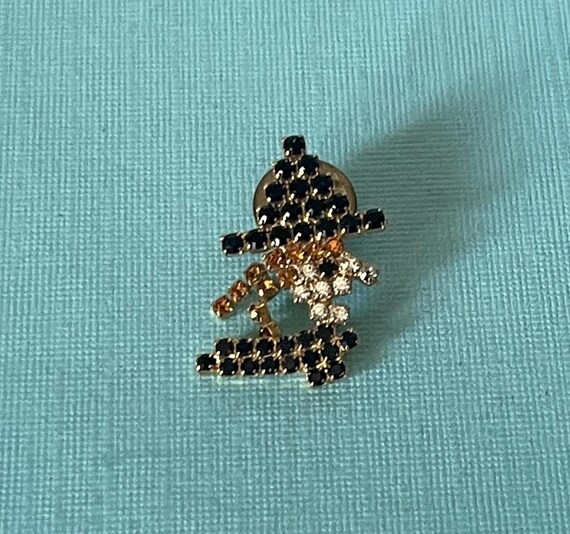 Vintage witch brooch, rhinestone witch brooch, Halloween brooch, moveable witch pin, witch lapel pin, witch tie tack, Halloween jewelry,