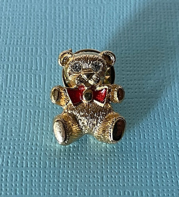 Vintage teddy bear tie tack, teddy bear lapel pin… - image 7