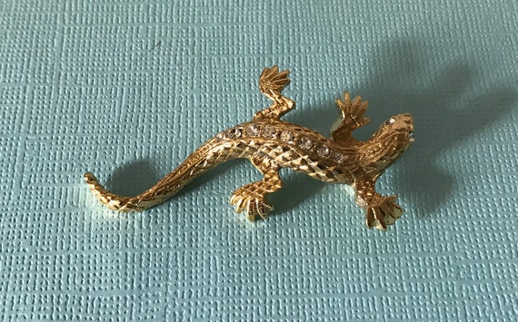 Vintage rhinestone lizard brooch, signed Gerry's … - image 6