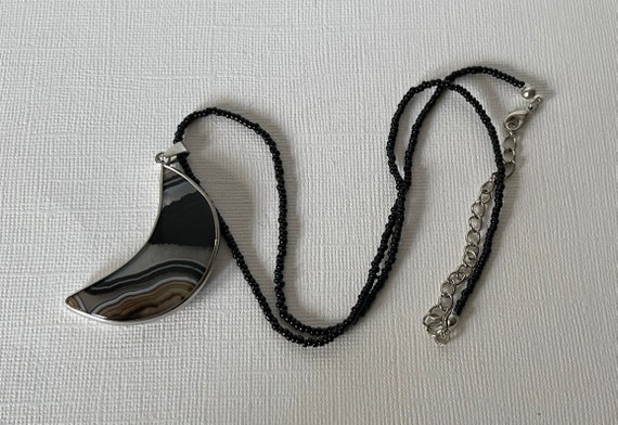 Crescent moon necklace, black agate moon necklace… - image 8